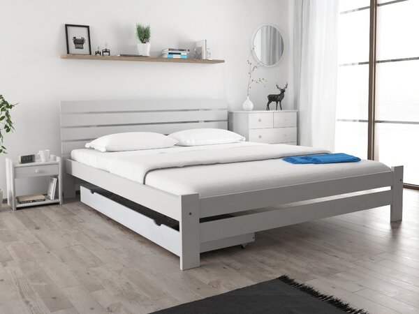 Łóżko PARIS podwyższone 180x200 cm, białe Stelaż: Ze stelażem listwowym elastycznym, Materac: Bez materaca