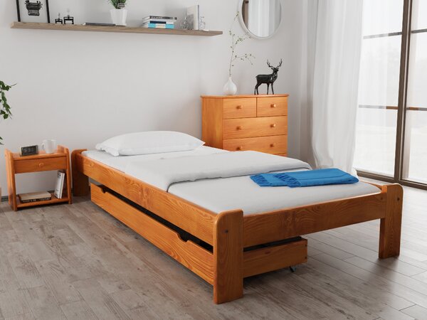 Łóżko ADA 90 x 200 cm, olcha Stelaż: Ze stelażem listwowym elastycznym, Materac: Materac Somnia 17 cm