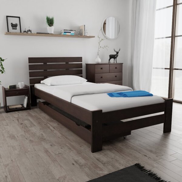 Łóżko PARIS podwyższone 90 x 200 cm, orzech Stelaż: Ze stelażem listwowym rolowanym, Materac: Materac Coco Maxi 20 cm