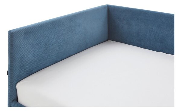 Niebieskie tapicerowane narożne łóżko dziecięce ze schowkiem ze stelażem 120x200 cm Cool – Meise Möbel
