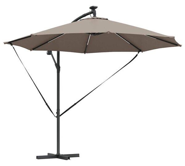Parasol ogrodowy z obrotem 360° i oświetleniem LED - ciemnoszary
