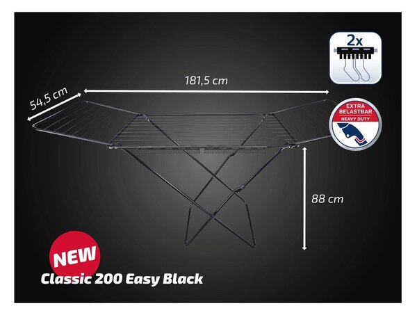 Czarna suszarka na pranie 20 m Classic 200 Easy – LEIFHEIT
