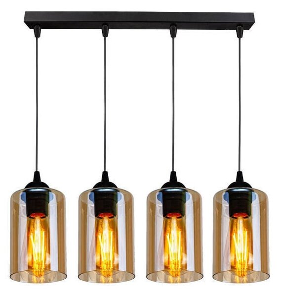 Czarna lampa wisząca ze szklanym kloszem 10x65 cm Bistro – Candellux Lighting