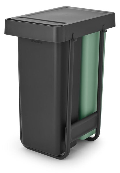 Miętowo-ciemnoszary plastikowy kosz na śmieci do segregacji odpadów do zabudowy 60 l Sort&Go – Brabantia