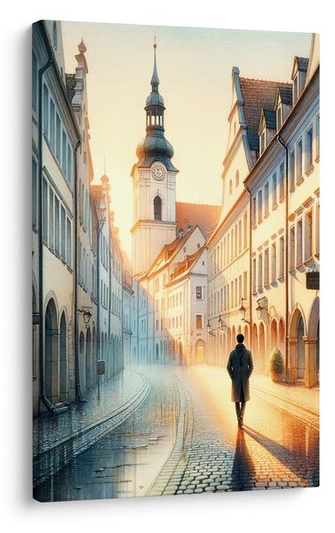 Obraz stare miasto o świcie
