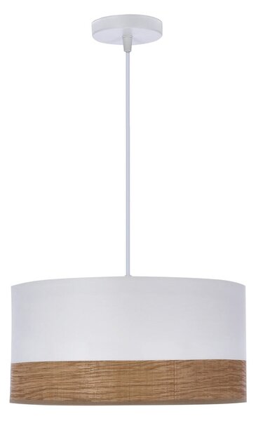 Biała lampa wisząca z tekstylno-fornirowym kloszem ø 30 cm Bianco – Candellux Lighting