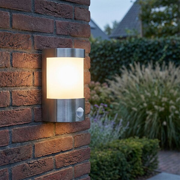 Nowoczesna lampa ścienna zewnętrzna ze stali nierdzewnej z czujnikiem ruchu IP44 - Mira