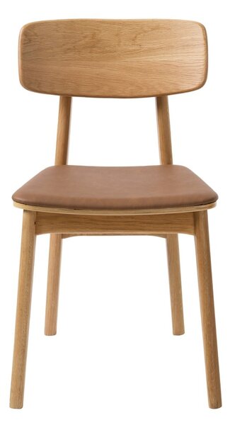 Koniakowo-naturalne krzesło z imitacji skóry Livo – Unique Furniture