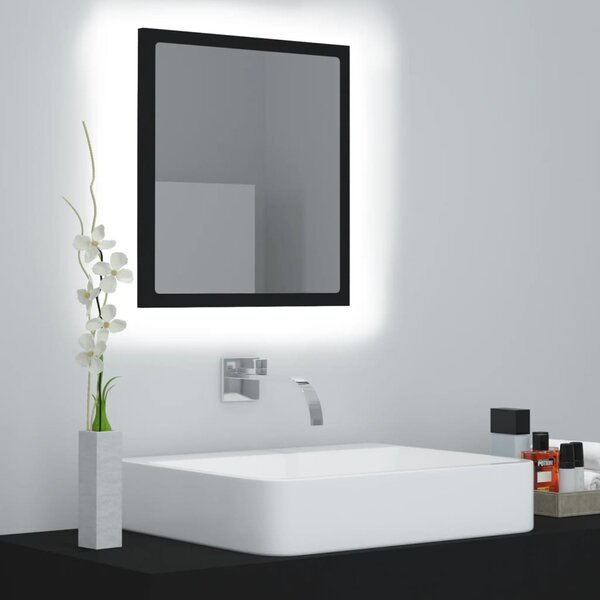 Lustro łazienkowe LED, czarne, 40x8,5x37cm, akryl