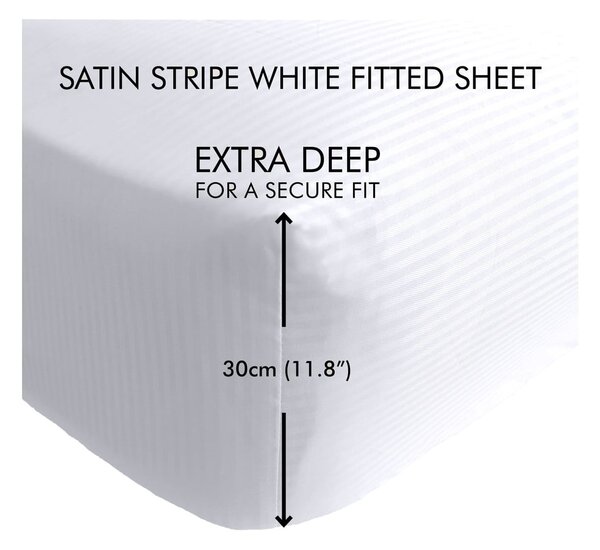 Białe prześcieradło elastyczne 90x190 cm Satin Stripe – Catherine Lansfield