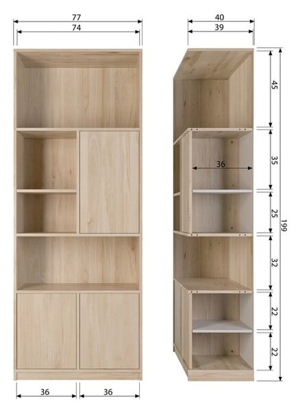 Regał modułowy w dekorze dębu 77x199 cm Modulair – vtwonen
