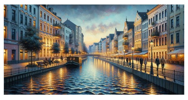 Obraz oświetlone wieczorne nabrzeże