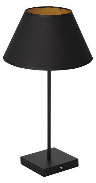Luminex Lampa stołowa ze złączem USB 1xE27/60W/230V czarny LU0902