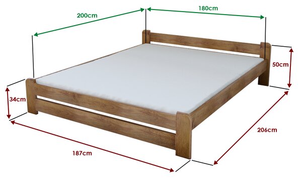 Łóżko Emily 180 x 200 cm, dąb Stelaż: Ze stelażem listwowym rolowanym, Materac: Materac Coco Maxi 20 cm