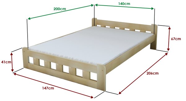 Łóżko Naomi podwyższone 140 x 200 cm, sosna Stelaż: Ze stelażem listwowym rolowanym elastycznym, Materac: Bez materaca