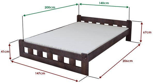 Łóżko Naomi podwyższone 140 x 200 cm, orzech Stelaż: Ze stelażem listwowym rolowanym, Materac: Bez materaca