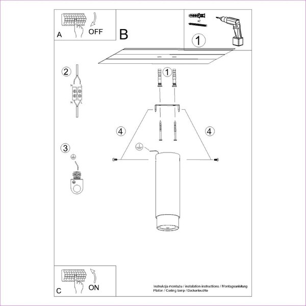 Lampa sufitowa w czarno-srebrnym kolorze Crown – Sollux