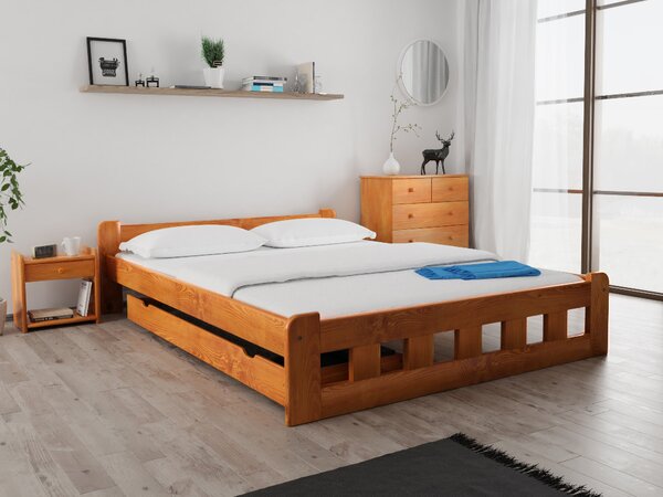 Łóżko Naomi podwyższone160 x 200 cm, olcha Stelaż: Ze stelażem listwowym elastycznym, Materac: Bez materaca