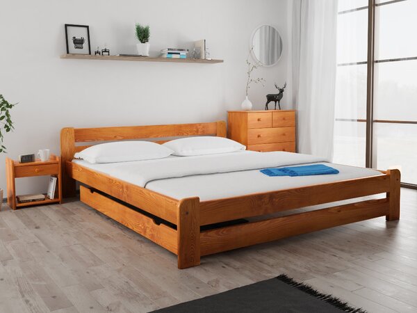 Łóżko Laura 180 x 200 cm, olcha Stelaż: Ze stelażem listwowym elastycznym, Materac: Materac Coco Maxi 19 cm