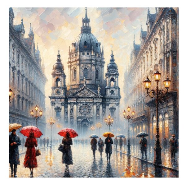 Obraz katedra w deszczu