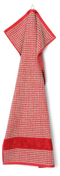 Czerwony ręcznik z bawełny organicznej frotte 50x100 cm Check – JUNA
