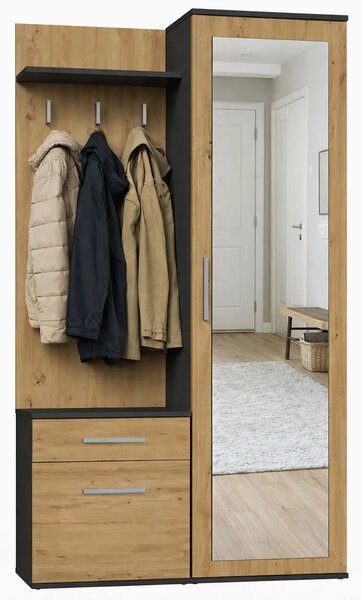 Garderoba Do Przedpokoju Antracyt + Dąb Artisan W7-F18