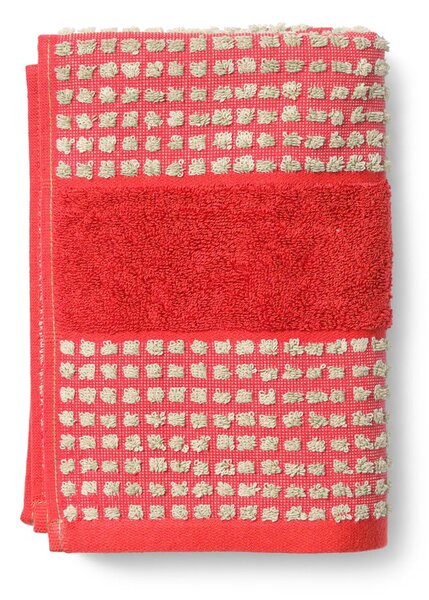 Czerwony ręcznik z bawełny organicznej frotte 50x100 cm Check – JUNA