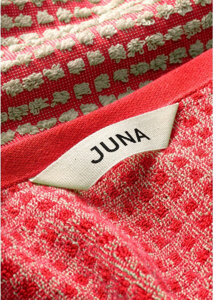 Czerwony ręcznik z bawełny organicznej frotte 50x100 cm Check – JUNA