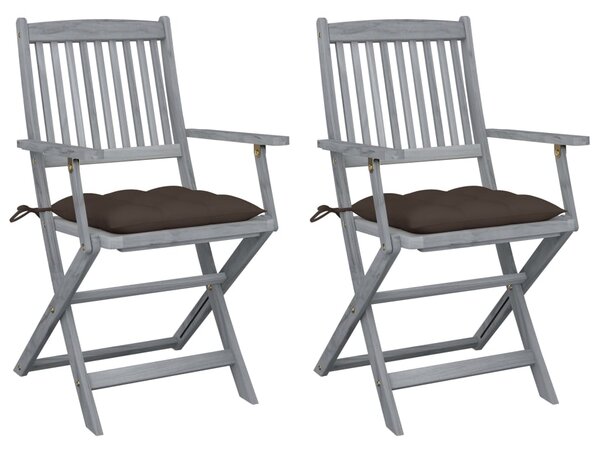 Składane krzesła ogrodowe, 2 szt., z poduszkami, akacjowe