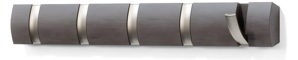 Szary wieszak ścienny z drewna topolowego Flip – Umbra