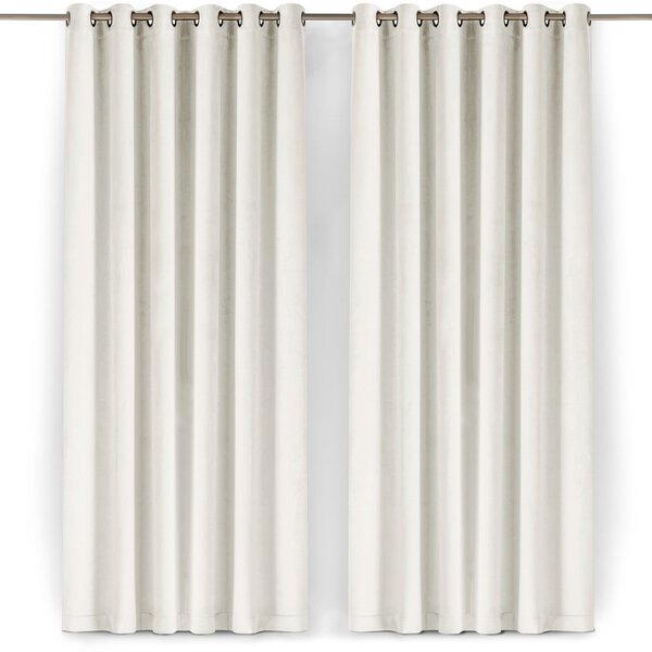 Kremowa aksamitna zasłona częściowo zaciemniająca (dimout) 140x270 cm Velto – Filumi