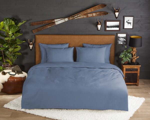 Niebieska flanelowa pościel dwuosobowa 200x220 cm – Good Morning