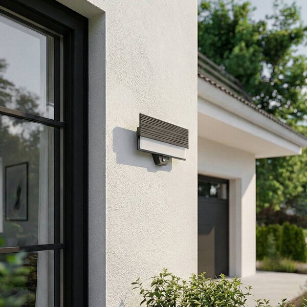 Lampa zewnętrzna z czujnikiem ruchu Melira Lucande, czarny, aluminium, nowoczesny