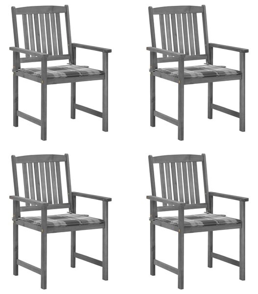 Krzesła ogrodowez poduszkami, 4 szt., szare, akacjowe