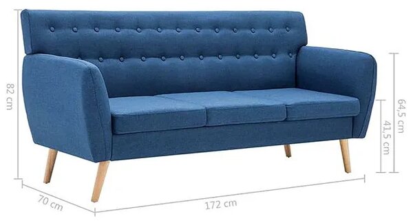 3 osobowa niebieska sofa pikowana F6-G11