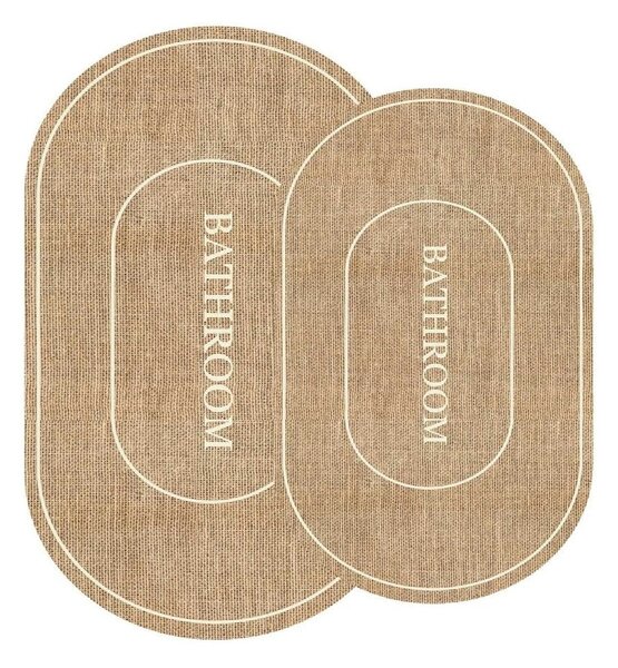 Brązowo-kremowe dywaniki łazienkowe zestaw 2 szt. 60x90 cm Jute Look – Mila Home