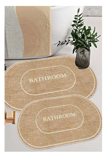 Brązowo-kremowe dywaniki łazienkowe zestaw 2 szt. 60x90 cm Jute Look – Mila Home