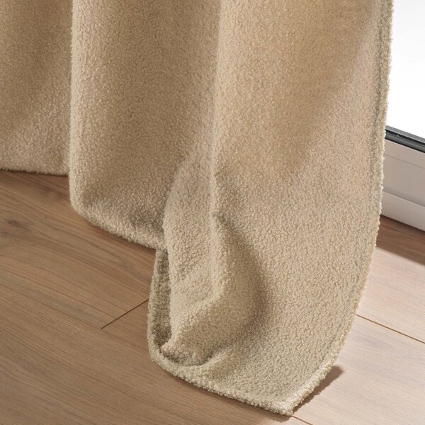 Beżowa zasłona z materiału bouclé 140x240 cm Wooly – douceur d'intérieur
