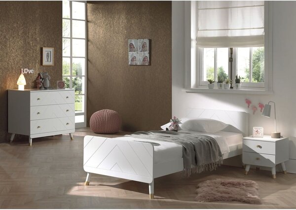 Białe łóżko dziecięce z drewna sosnowego Vipack Billy, 90x200 cm