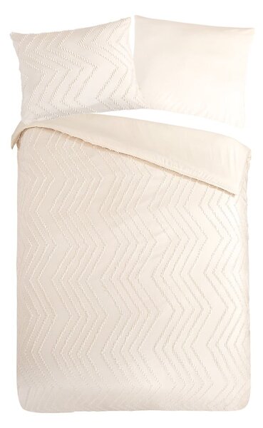 Kremowa pościel jednoosobowa z mikrowłókna 140x220 cm Pure Zigzag – Good Morning