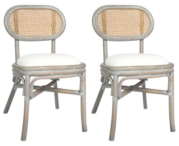 Krzesła stołowe, 2 szt., szare, lniane poduszki