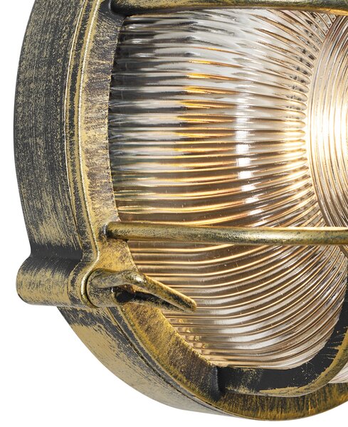 Zewnętrzna lampa ścienna i sufitowa antyczne złoto okrągła IP44 - Noutica