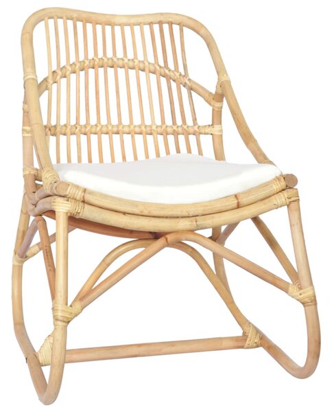 Krzesło rattanowe, lniana poduszka