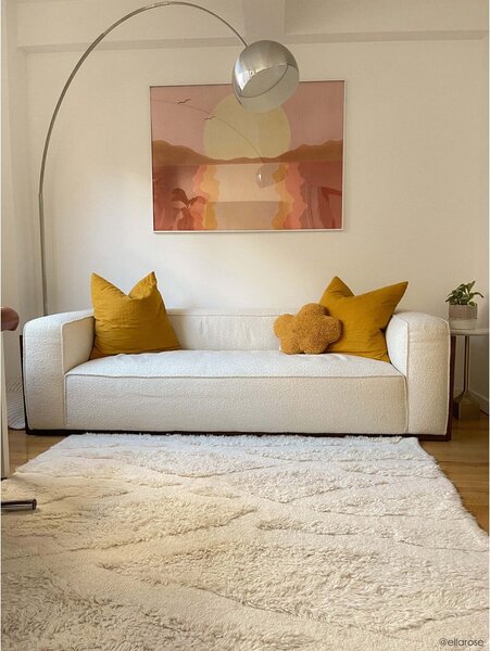 Biały wełniany dywan tkany ręcznie odpowiedni do prania170x240 cm Enkang Ivory – Lorena Canals