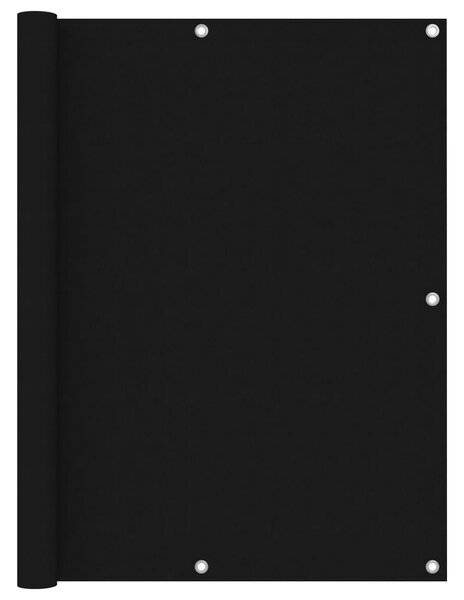 Parawan balkonowy, czarny, 120x600 cm, tkanina Oxford