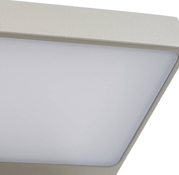 Kinkiet zewnętrzny LED Lucande Silvan, kolor kamienny, czujnik ruchu, IP54 Silvan, aluminiowy / szary / cynkowy, aluminium, nowoczesny