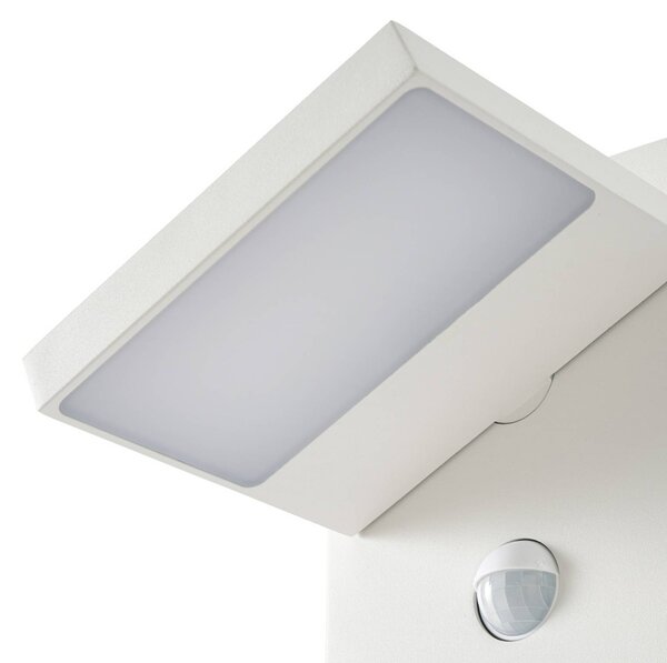 Słupek oświetleniowy LED Lucande Silvan, biały, 65 cm, czujnik, IP54 Silvan, biały / opal, aluminium, nowoczesny
