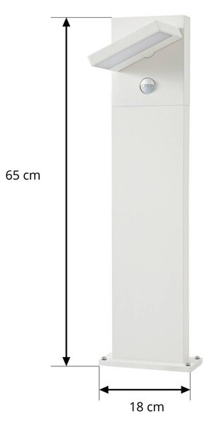 Słupek oświetleniowy LED Lucande Silvan, biały, 65 cm, czujnik, IP54 Silvan, biały / opal, aluminium, nowoczesny