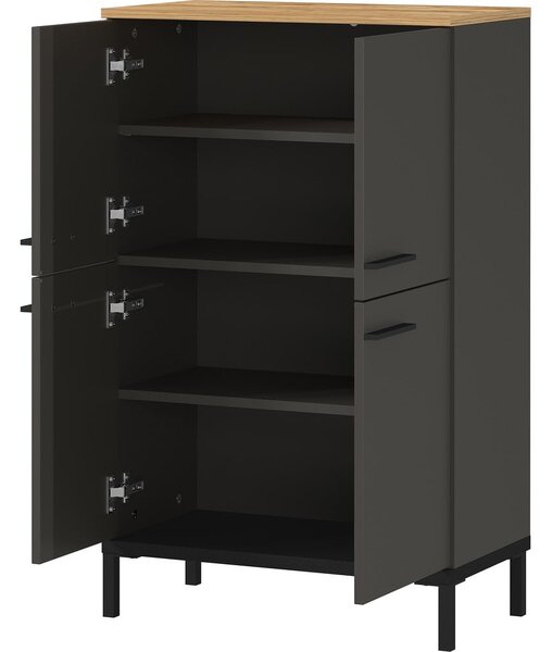 Ciemnoszara wysoka szafka łazienkowa w dekorze dębu 60x97 cm Yonkers – Germania