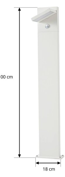 Słupek oświetleniowy LED Lucande Silvan, biały, 100 cm, czujnik, IP54 Silvan, biały / opal, aluminium, nowoczesny